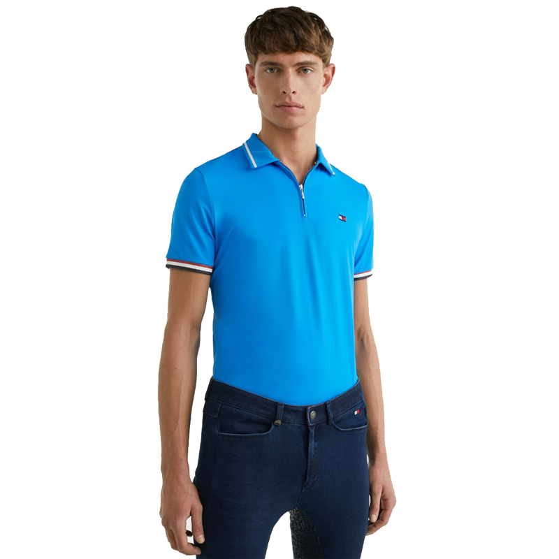 Tommy Hilfiger Men's Performance Zip Polo Shirt - Shocking Blue-1